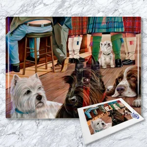 Wee Angus Will Tell Us if He's a True Scotsman, Glass Cutting Board by Scott McGregor