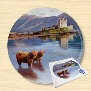 Coos at Eilean Donan, Glass Cutting Board by Scott McGregor
