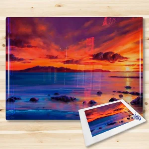 Arran Sunset, Glass Cutting Board by Scott McGregor