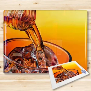 Large Dram On The Rocks, Glass Cutting Board by Scott McGregor