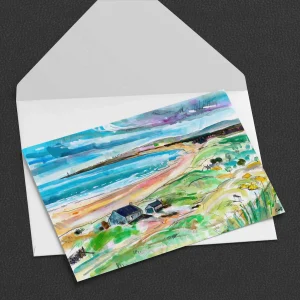 Salmon Bothies, St. Cyrus, Greeting Card by Clare Arbuthnott