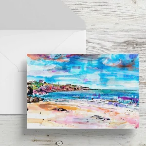 St. Cyrus Looking North, Greeting Card by Clare Arbuthnott