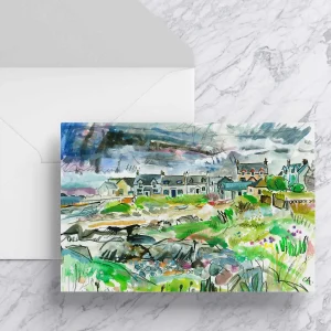 The Village, Iona, Greeting Card by Clare Arbuthnott