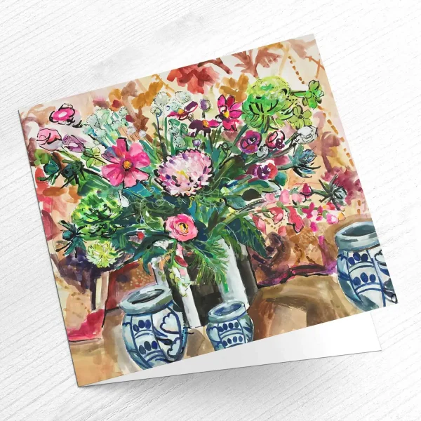 Chrysanthemum Still Life, Greeting Card by Clare Arbuthnott