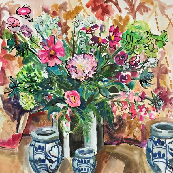 Chrysanthemum Still Life, Greeting Card by Clare Arbuthnott - Image 2