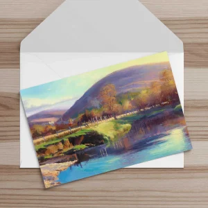 Evening Light, River Cluny, Braemar, Greeting Card by Colin Robertson