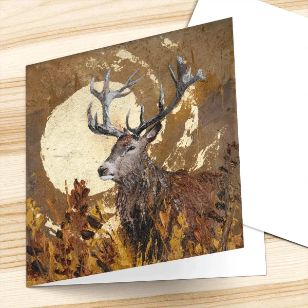 Moonlight Stag, Greeting Card by Charlotte Strawbridge