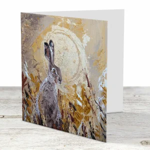 Moonlit Hare, Greeting Card by Charlotte Strawbridge