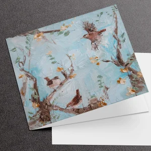 Three little birds, Greeting Card by Charlotte Strawbridge
