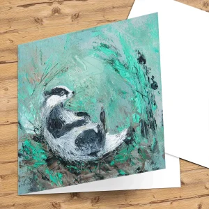 Zen Badger, Greeting Card by Charlotte Strawbridge