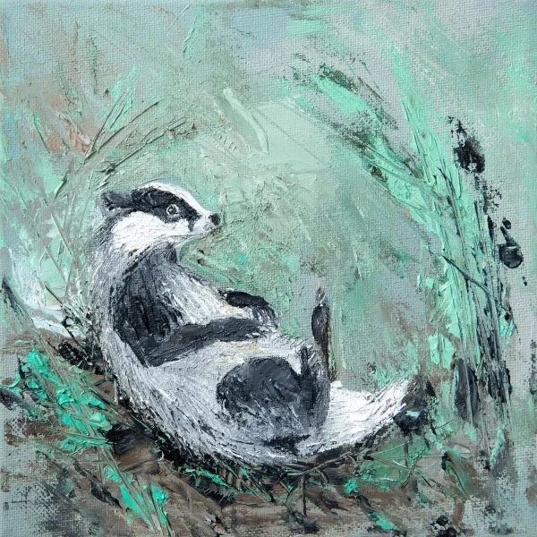 Zen Badger, Greeting Card by Charlotte Strawbridge - Image 2