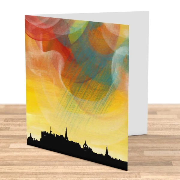 Evening Rain over Edinburgh, Greeting Card by Esther Cohen