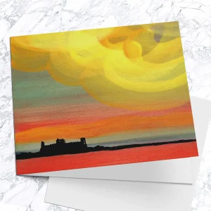Summer Sunset over Tantallon Castle, Greeting Card by Esther Cohen