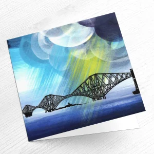 Storm Clouds over Forth Bridge, Greeting Card by Esther Cohen