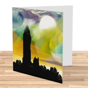 Tartan Skies over Wallace Monument, Greeting Card by Esther Cohen