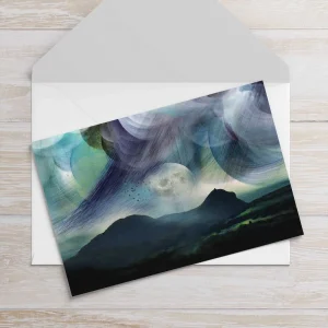 Blue Moon over Arthur's Seat, Greeting Card by Esther Cohen