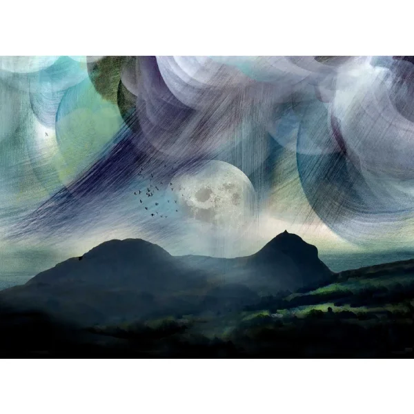 Blue Moon over Arthur's Seat, Greeting Card by Esther Cohen - Image 2