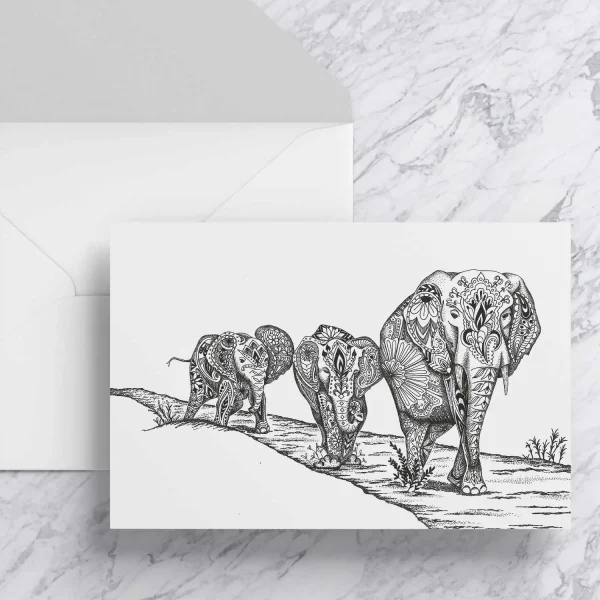 Elephants, Greeting Card by Estelle Richardson