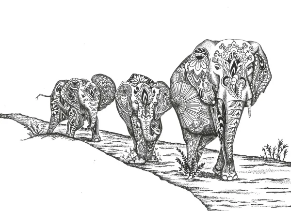 Elephants, Greeting Card by Estelle Richardson - Image 2