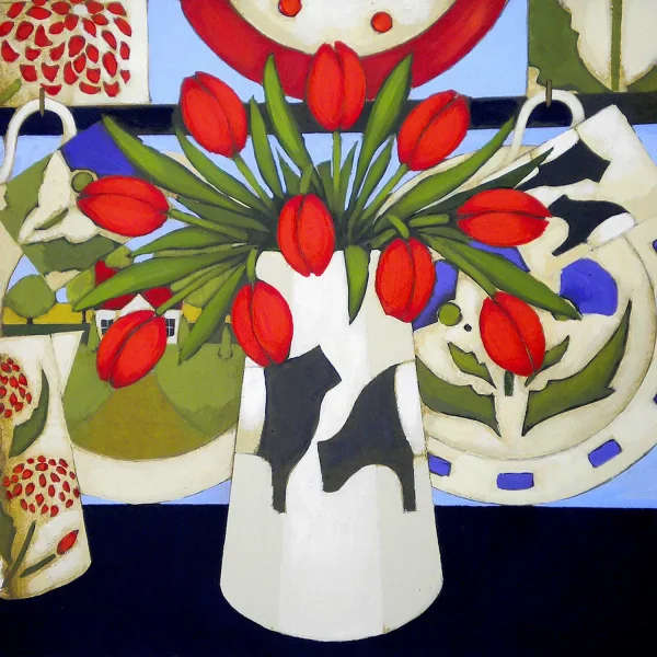 Tulips in a Beltie Vase, Greeting Card by Fiona Millar - Image 2