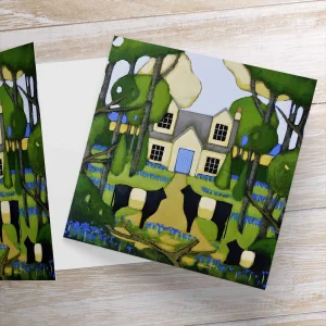 Bluebell Cottage, Greeting Card by Fiona Millar