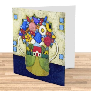 Little House Vase, Greeting Card by Fiona Millar