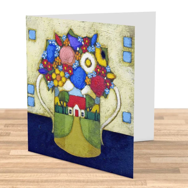 Little House Vase, Greeting Card by Fiona Millar