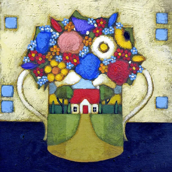 Little House Vase, Greeting Card by Fiona Millar - Image 2
