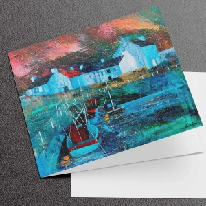 Boats and Benches, Greeting Card by Fiona Matheson