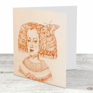 Sanguine Infanta with Moth, Greeting Card by Ingrid Nilsson