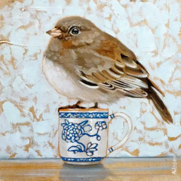 Junco on Teacup, Greeting Card by Ingrid Nilsson - Image 2