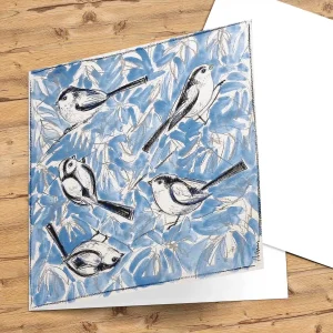 Blue White Acrobats, Greeting Card by Ingrid Nilsson