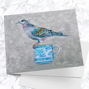 Turtle Dove on China, Greeting Card by Ingrid Nilsson