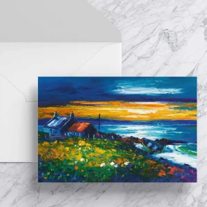 Sunset on a Lewis Shore, Greeting Card by Jean Feeney