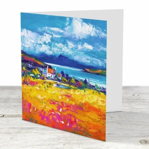 Croft at Duirinish with Cuillins, Greeting Card by Jean Feeney