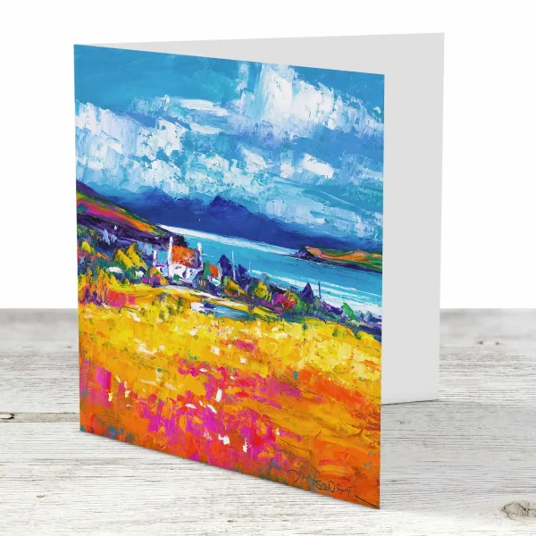 Croft at Duirinish with Cuillins, Greeting Card by Jean Feeney
