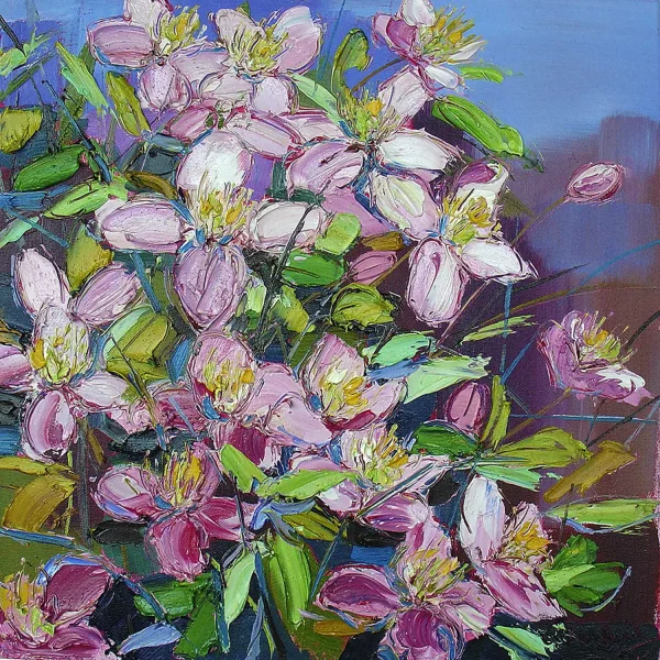 Bright Clematis, Greeting Card by Judith I Bridgland - Image 2