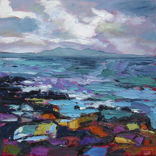 Stormy Weather, Arran in the Distance, Greeting Card by Judith I Bridgland - Image 2