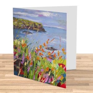 Montbretia at the Giant's Causeway, Greeting Card by Judith I Bridgland