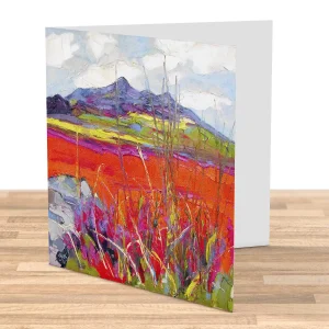 Pale Sky, the Cuillins, Greeting Card by Judith I Bridgland