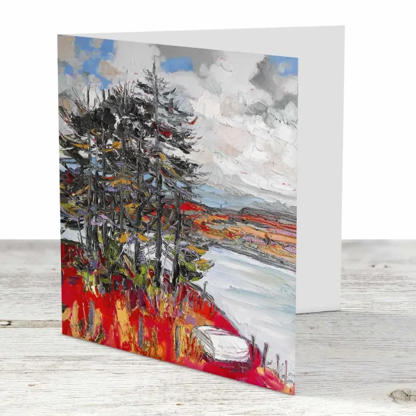 Group of Trees with Upturned Boat, Trotternish, Greeting Card by Judith I Bridgland
