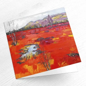 Red Autumn Grasses, Dumgoyne, Greeting Card by Judith I Bridgland