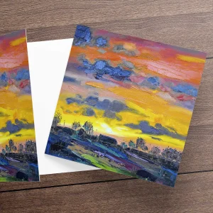 Red Sky at Night, Cumbria, Greeting Card by Judith I Bridgland