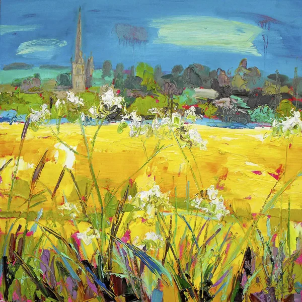 Church Spire Across Fields, Burford, Greeting Card by Judith I Bridgland - Image 2