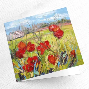Poppies on Long Melford Common, Greeting Card by Judith I Bridgland