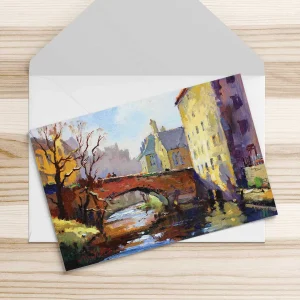 Bell’s Brae Bridge, Dean Village, Edinburgh, Greeting Card by Joseph Maxwell-Stuart