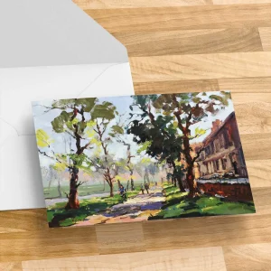 Cycling Through the Meadows, Greeting Card by Joseph Maxwell-Stuart