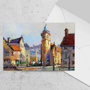 Dean Village ‘The Well’, Greeting Card by Joseph Maxwell-Stuart
