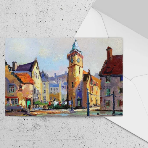 Dean Village ‘The Well’, Greeting Card by Joseph Maxwell-Stuart