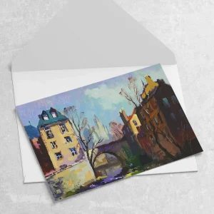 Fishing by Dean Village, Greeting Card by Joseph Maxwell-Stuart